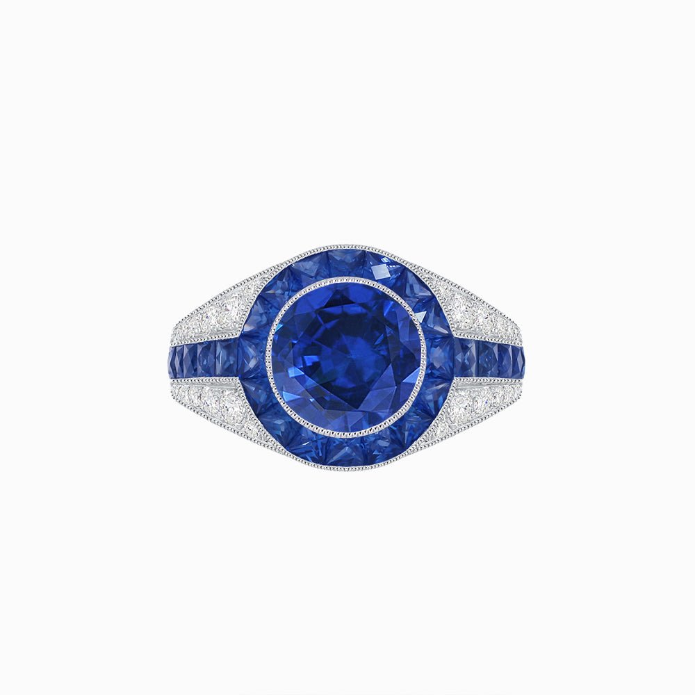 Antique Inspired Engagement Ring with Gemstone - Shahin Jewelry