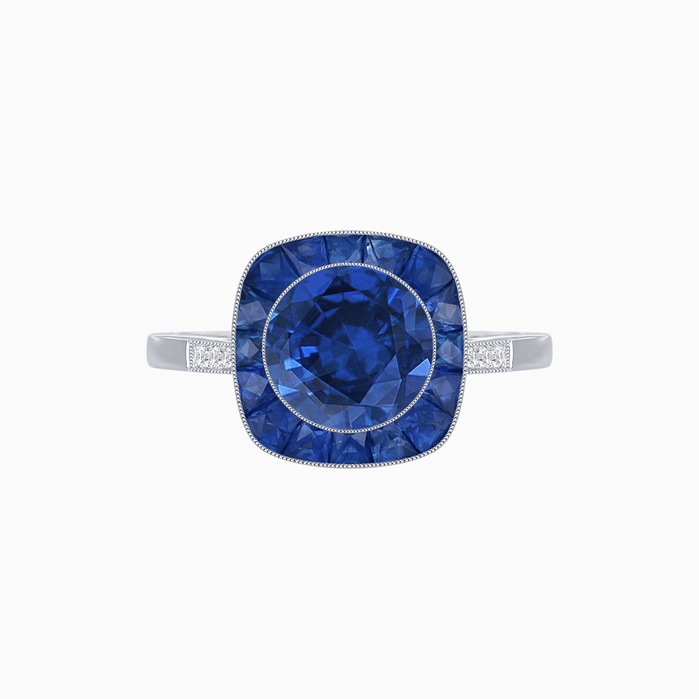 Antique Inspired Gemstone Halo Ring - Shahin Jewelry
