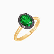 Antique Inspired Georgian Style Two-Tone Oval Solitaire Ring - Shahin Jewelry
