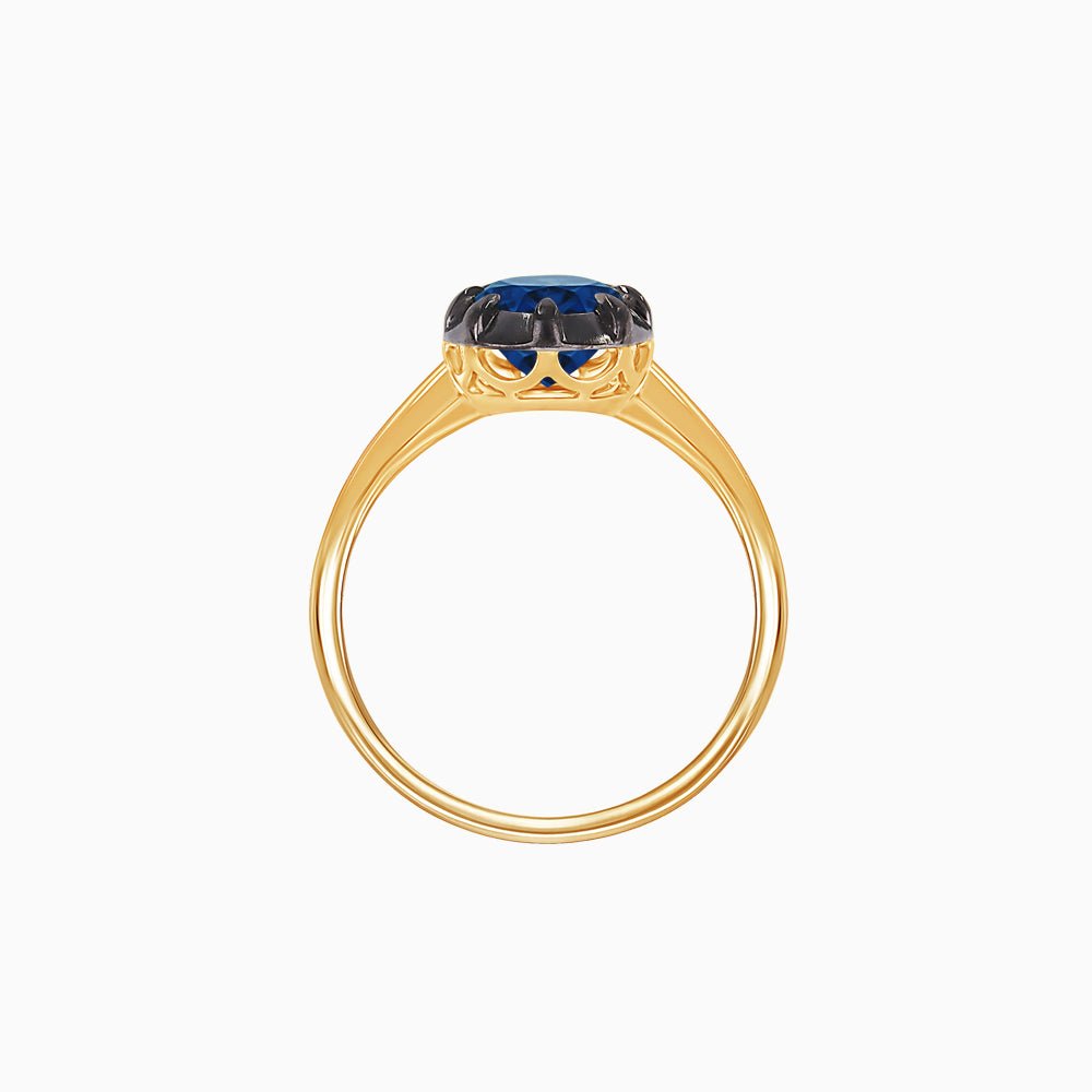 Antique Inspired Georgian Style Two-Tone Oval Solitaire Ring - Shahin Jewelry