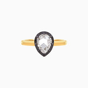 Antique Inspired Georgian-Style Two-Tone Pear Cut Solitaire Ring - Shahin Jewelry