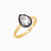 Antique Inspired Georgian-Style Two-Tone Pear Cut Solitaire Ring - Shahin Jewelry
