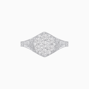 Antique Inspired Hexagonal Illusion Cluster Ring with Hand Engraving - Shahin Jewelry
