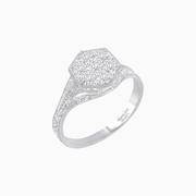 Antique Inspired Hexagonal Illusion Cluster Ring with Hand Engraving - Shahin Jewelry
