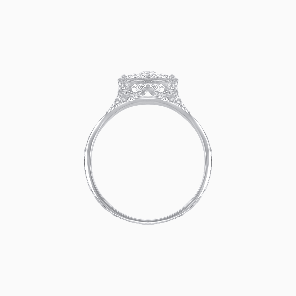 Antique Inspired Hexagonal Illusion Cluster Ring with Hand Engraving - Shahin Jewelry