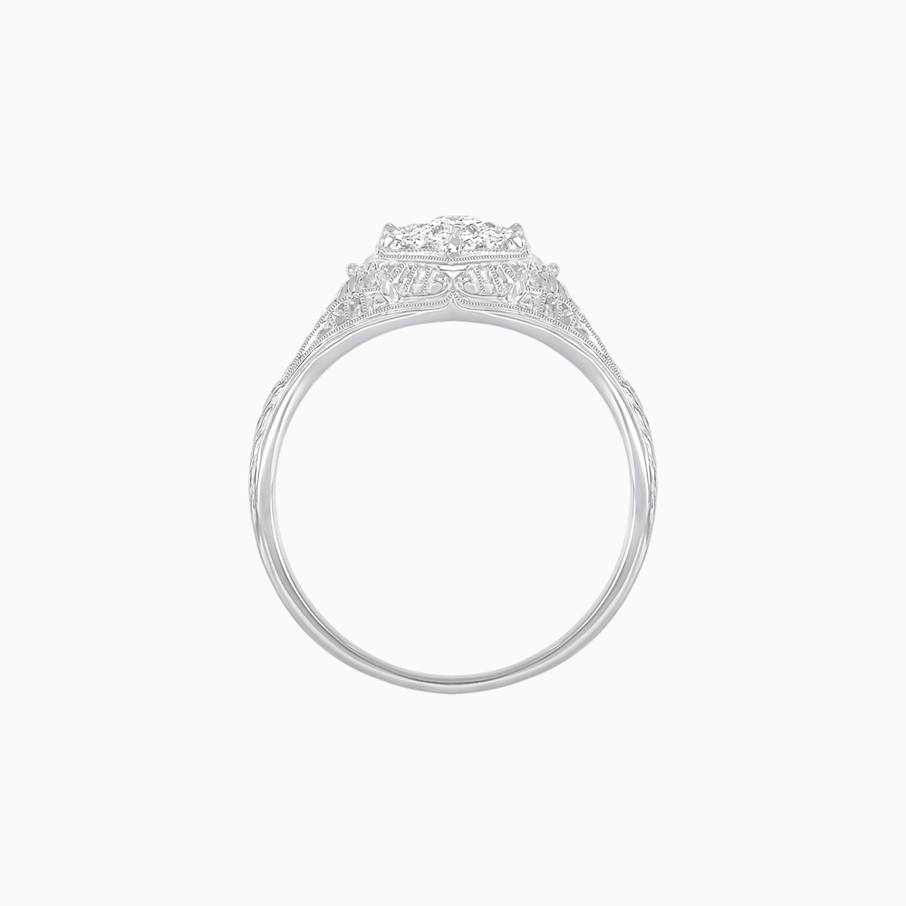 Antique Inspired Hexagonal Illusion Cluster Ring with Openwork - Shahin Jewelry