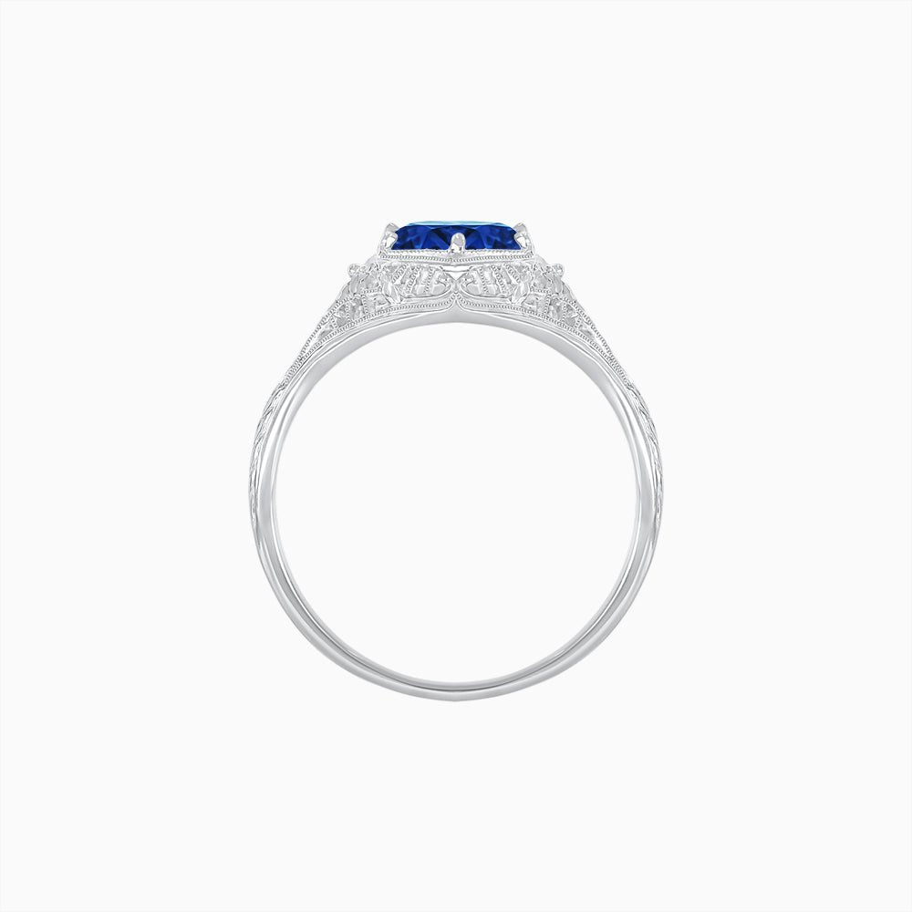 Antique Inspired Hexagonal Round Center Mounting Ring with Openwork - Shahin Jewelry
