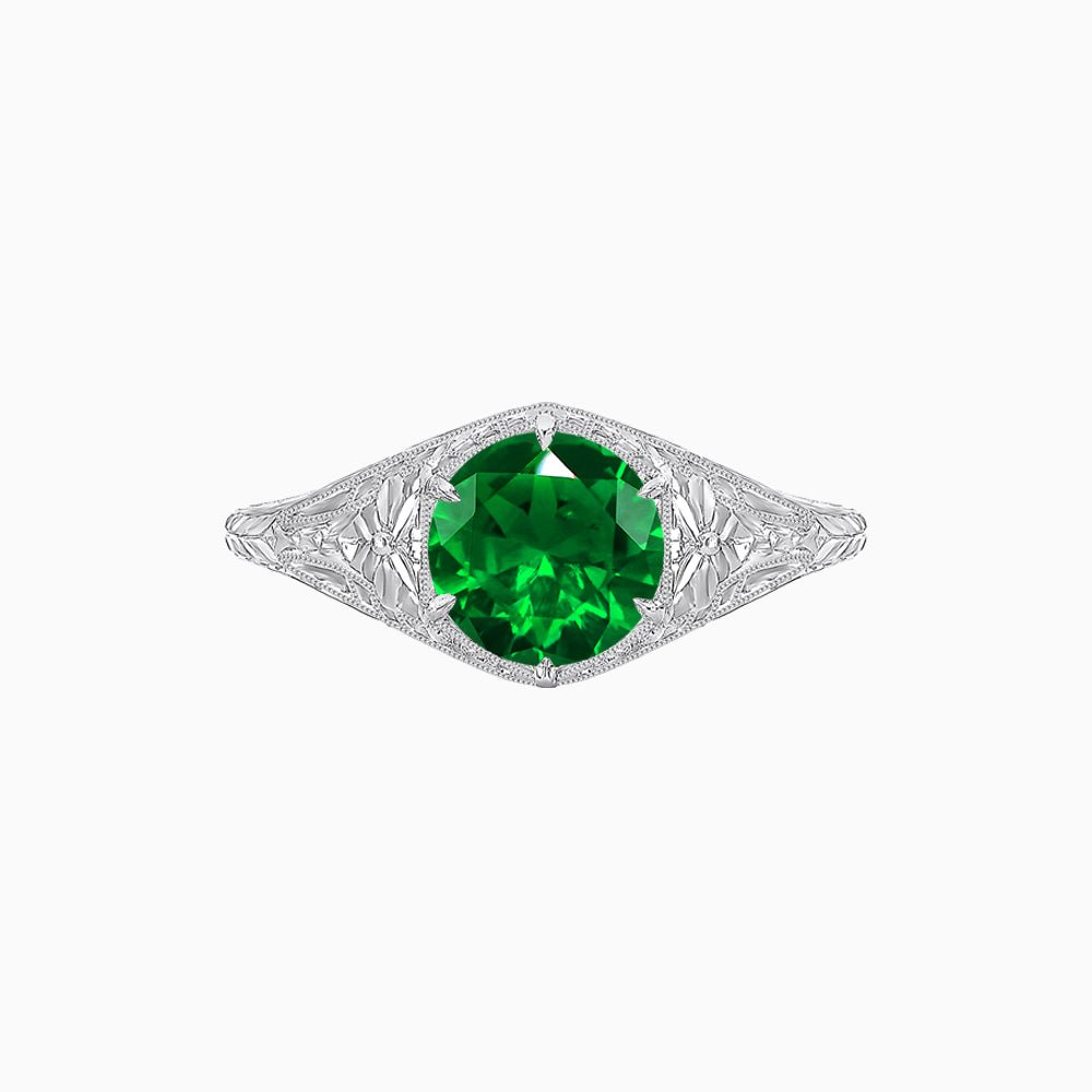 Antique Inspired Hexagonal Round Center Mounting Ring with Openwork - Shahin Jewelry