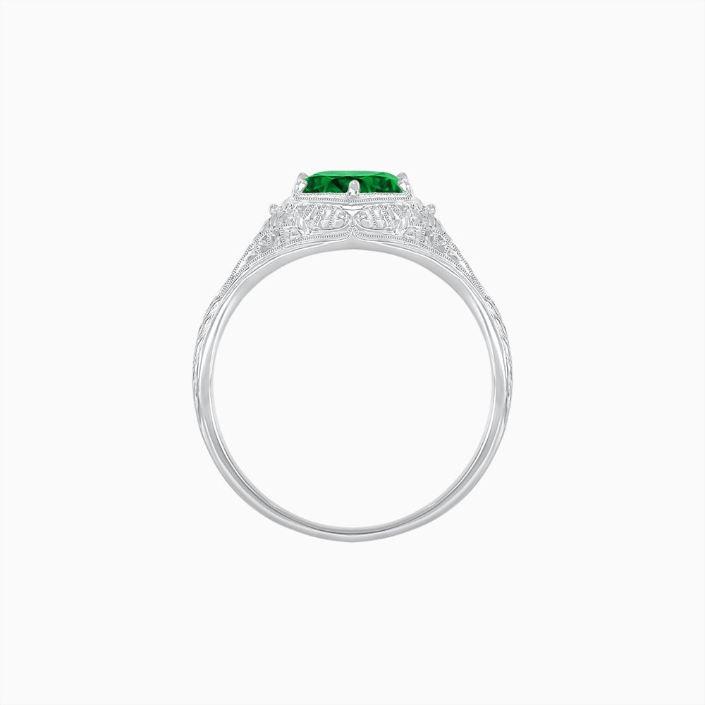 Antique Inspired Hexagonal Round Center Mounting Ring with Openwork - Shahin Jewelry