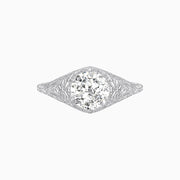 Antique Inspired Hexagonal Round Center Mounting Ring with Openwork - Shahin Jewelry