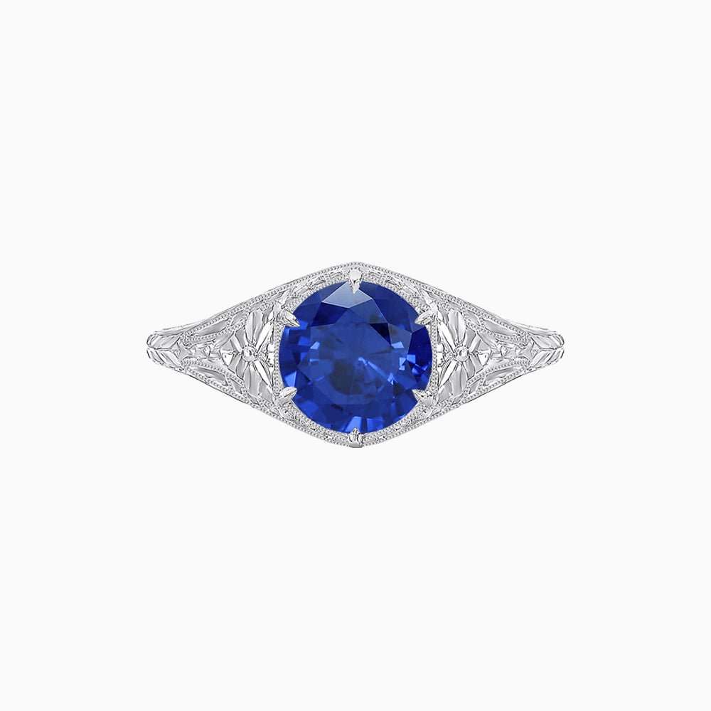 Antique Inspired Hexagonal Round Center Mounting Ring with Openwork - Shahin Jewelry