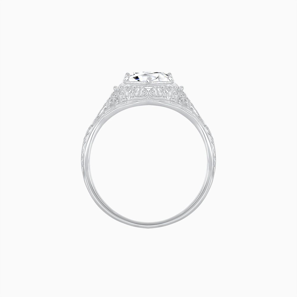 Antique Inspired Hexagonal Round Center Mounting Ring with Openwork - Shahin Jewelry