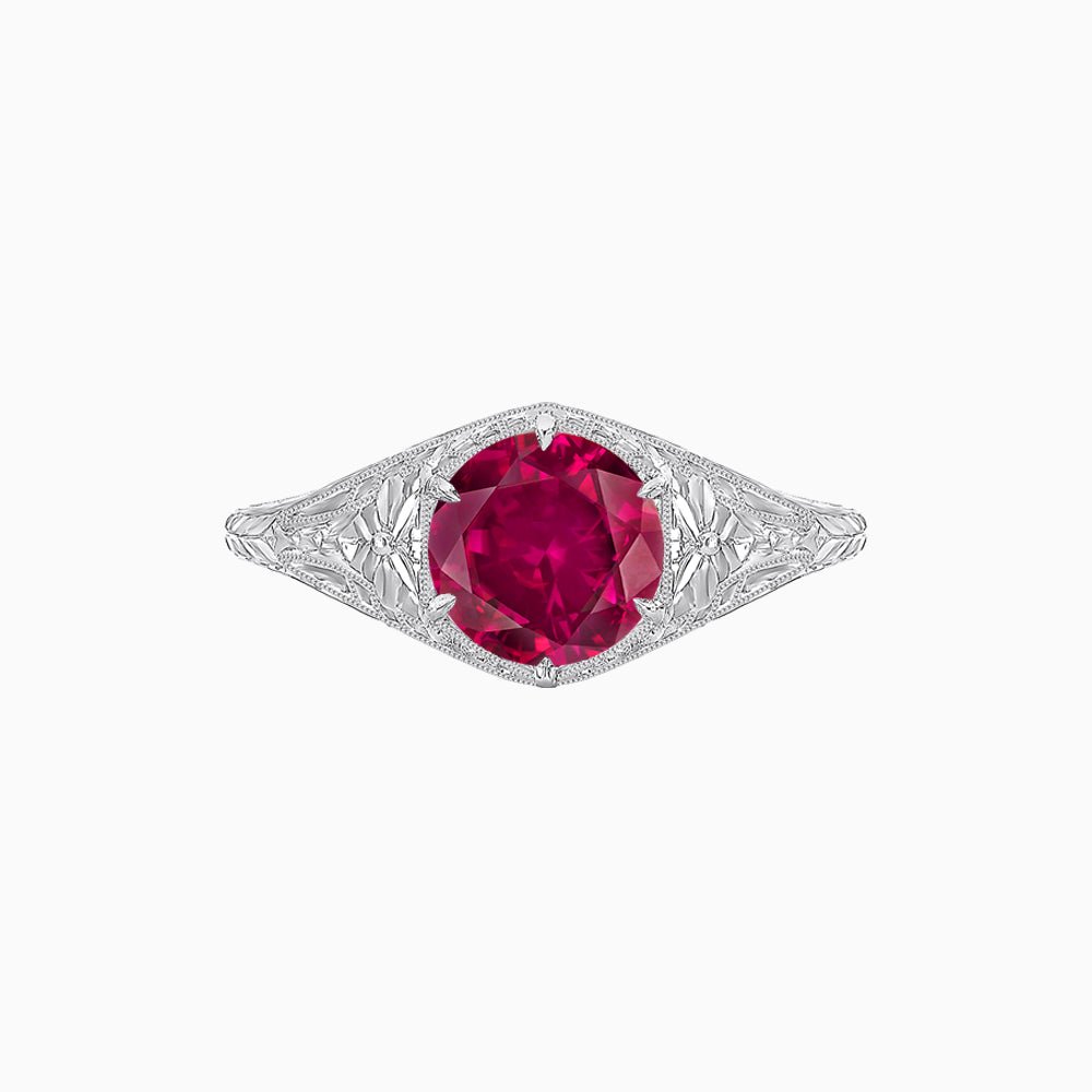 Antique Inspired Hexagonal Round Center Mounting Ring with Openwork - Shahin Jewelry
