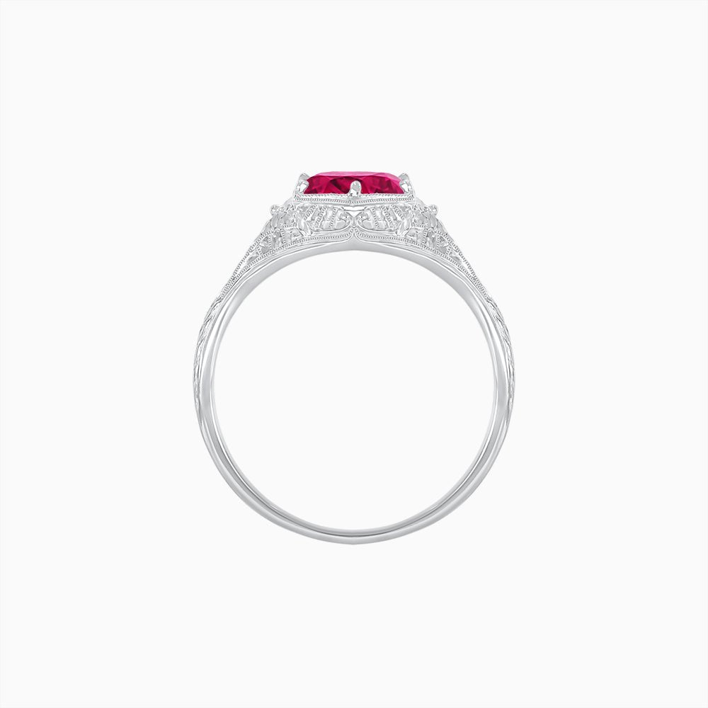 Antique Inspired Hexagonal Round Center Mounting Ring with Openwork - Shahin Jewelry