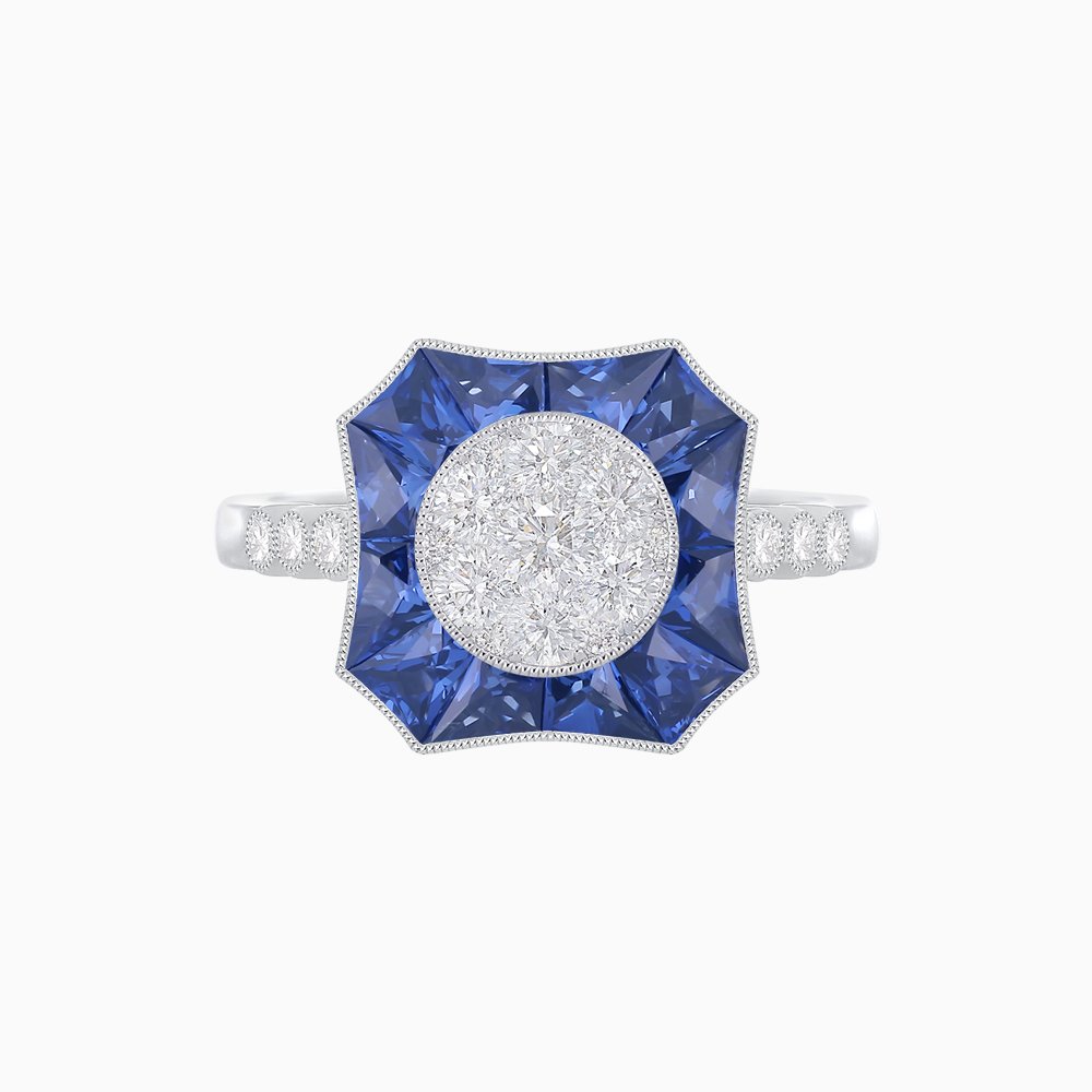 Antique Inspired Illusion Diamond Ring - Shahin Jewelry