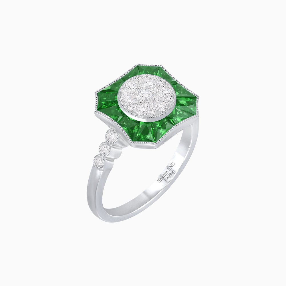 Antique Inspired Illusion Diamond Ring - Shahin Jewelry