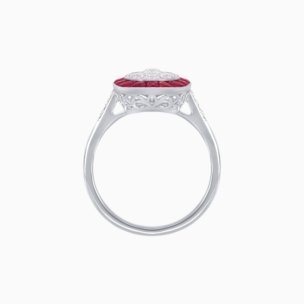 Antique Inspired Illusion Halo Ring - Shahin Jewelry