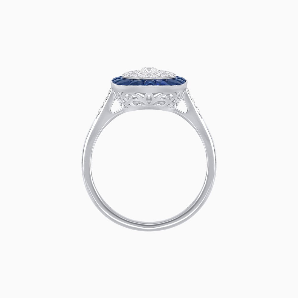 Antique Inspired Illusion Halo Ring - Shahin Jewelry