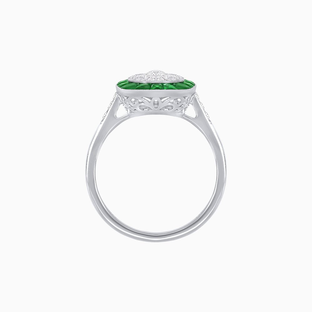 Antique Inspired Illusion Halo Ring - Shahin Jewelry