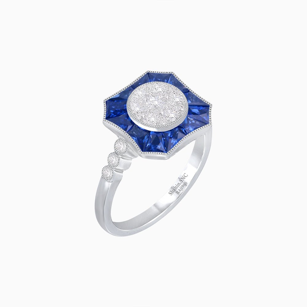 Antique Inspired Illusion Setting Diamond Ring - Shahin Jewelry