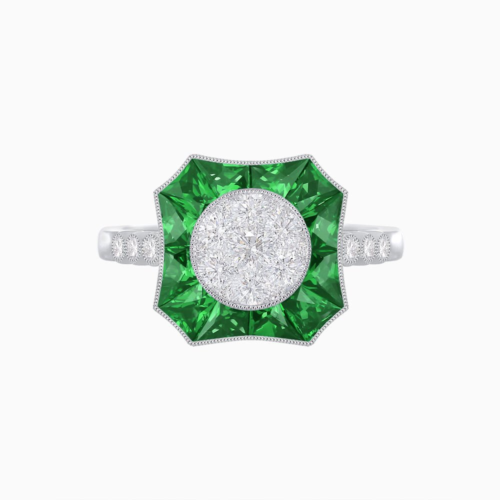 Antique Inspired Illusion Setting Diamond Ring - Shahin Jewelry