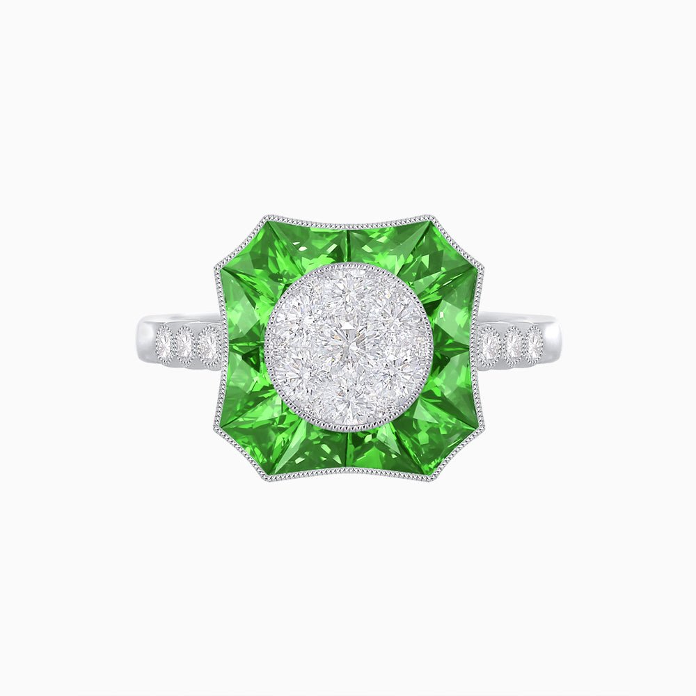 Antique Inspired Illusion Setting Diamond Ring - Shahin Jewelry