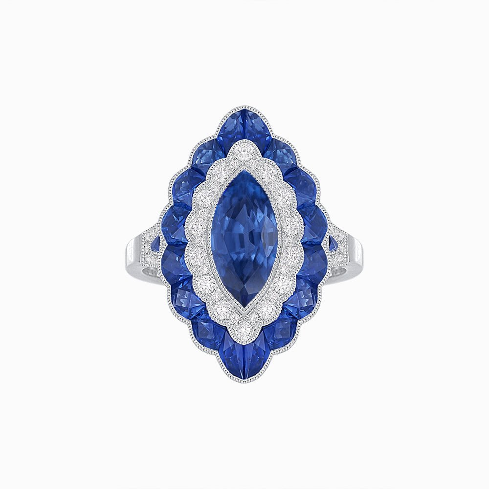 Antique Inspired Marquise Cut Gemstone Cocktail Ring - Shahin Jewelry