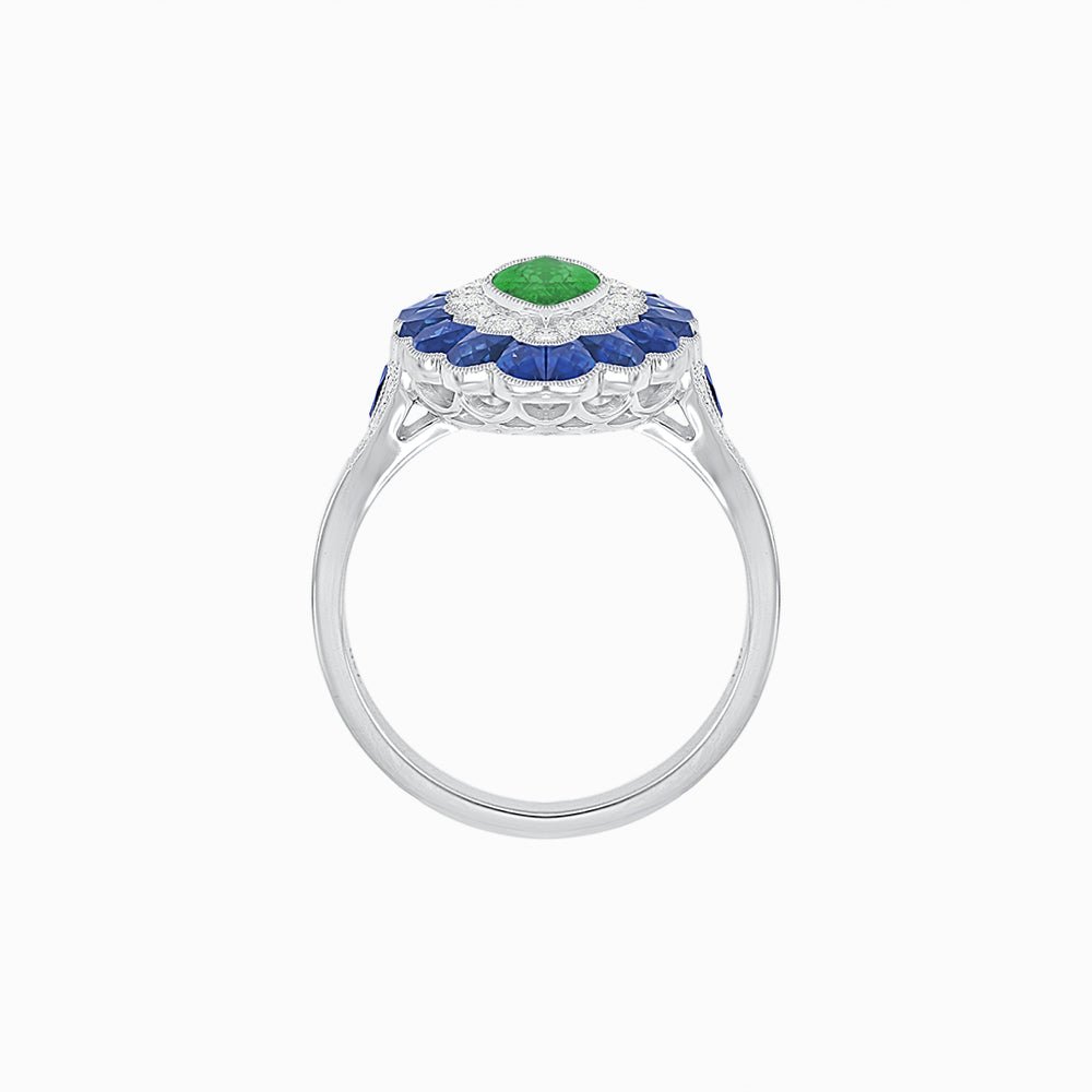 Antique Inspired Marquise Cut Gemstone Cocktail Ring - Shahin Jewelry