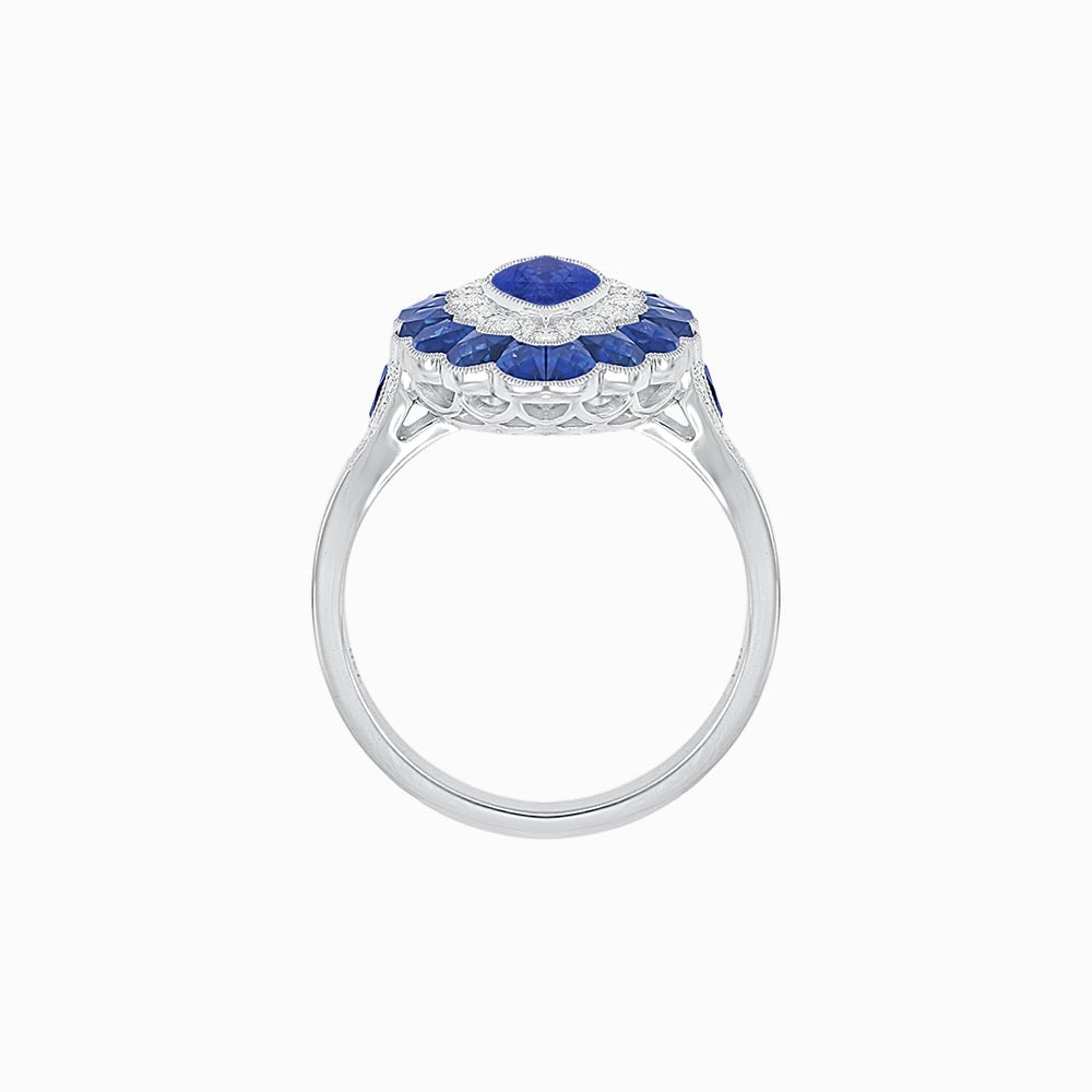 Antique Inspired Marquise Cut Gemstone Cocktail Ring - Shahin Jewelry