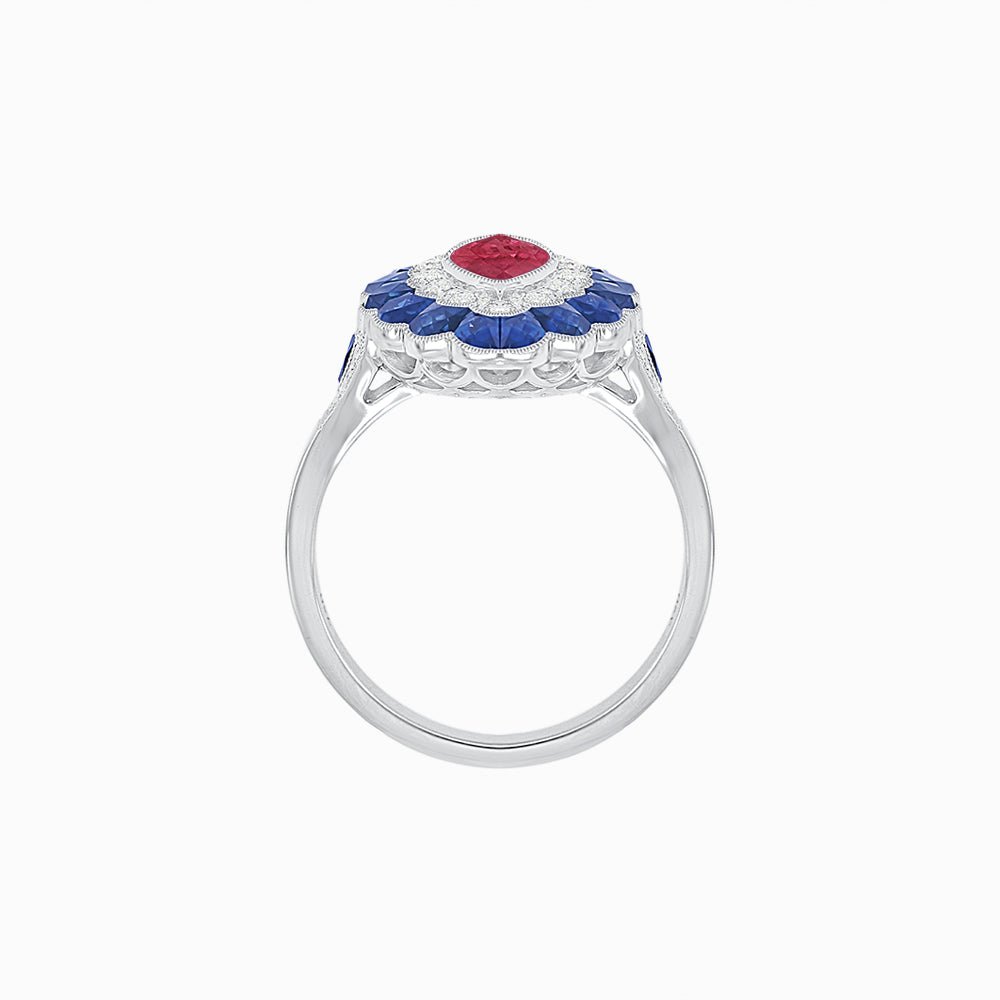 Antique Inspired Marquise Cut Gemstone Cocktail Ring - Shahin Jewelry