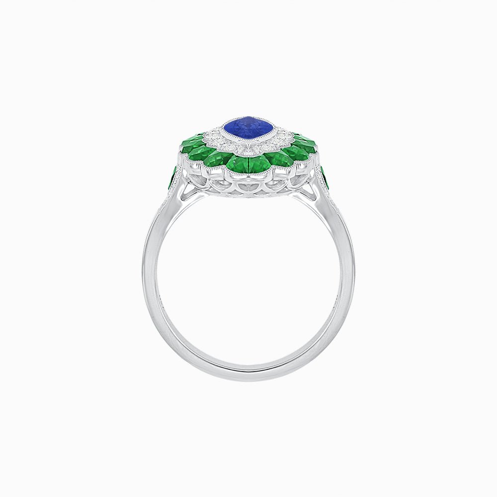 Antique Inspired Marquise Cut Gemstone Cocktail Ring - Shahin Jewelry