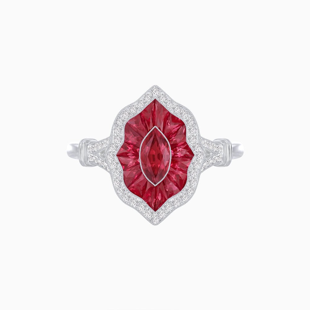 Antique Inspired Marquise Cut Gemstone Ring - Shahin Jewelry