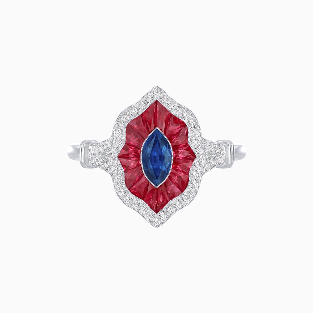 Antique Inspired Marquise Cut Gemstone Ring - Shahin Jewelry