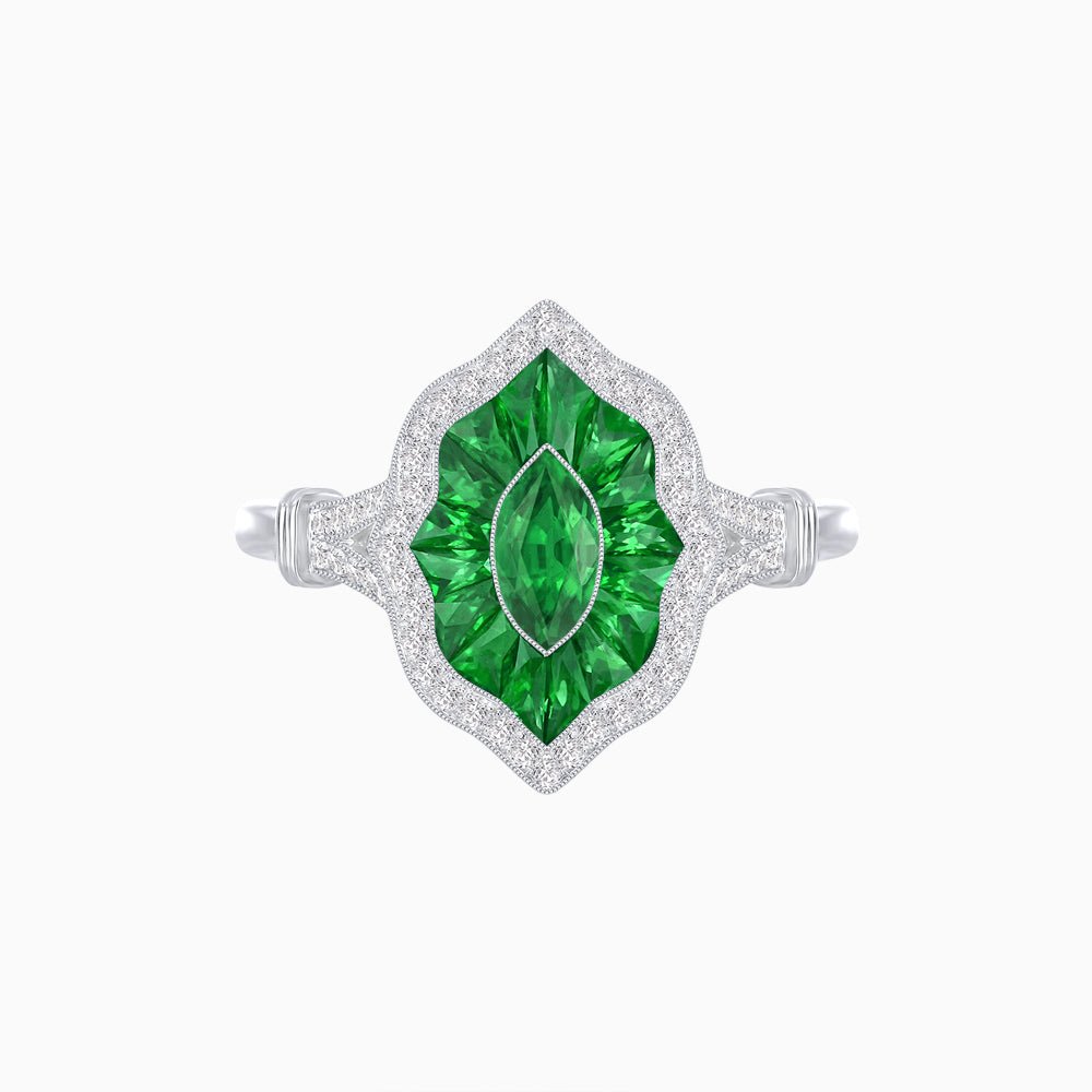 Antique Inspired Marquise Cut Gemstone Ring - Shahin Jewelry