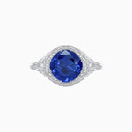 Load image into Gallery viewer, Antique Inspired Octagonal Round Center Mounting Ring with Hand Engraving - Shahin Jewelry