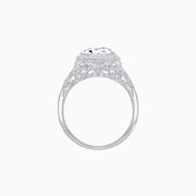 Antique Inspired Octagonal Round Center Mounting Ring with Hand Engraving - Shahin Jewelry