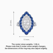 Antique Inspired Oval Cut Diamond and Cocktail Ring - Shahin Jewelry