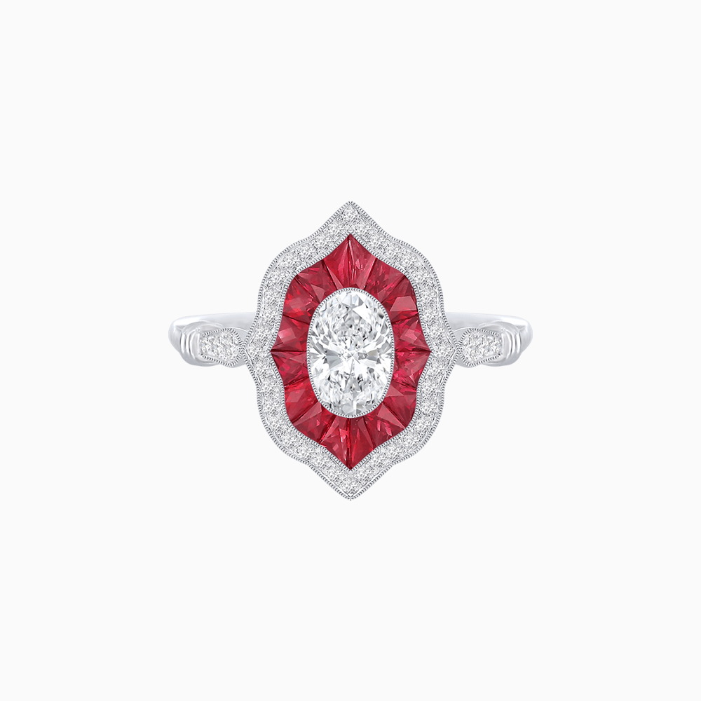 Antique Inspired Oval Cut Diamond Ring - Shahin Jewelry