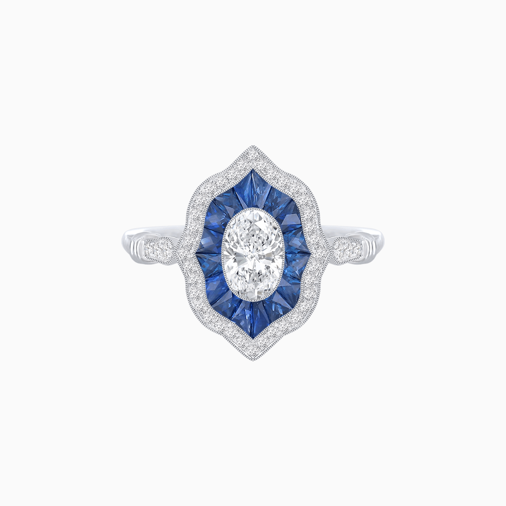 Antique Inspired Oval Cut Diamond Ring - Shahin Jewelry