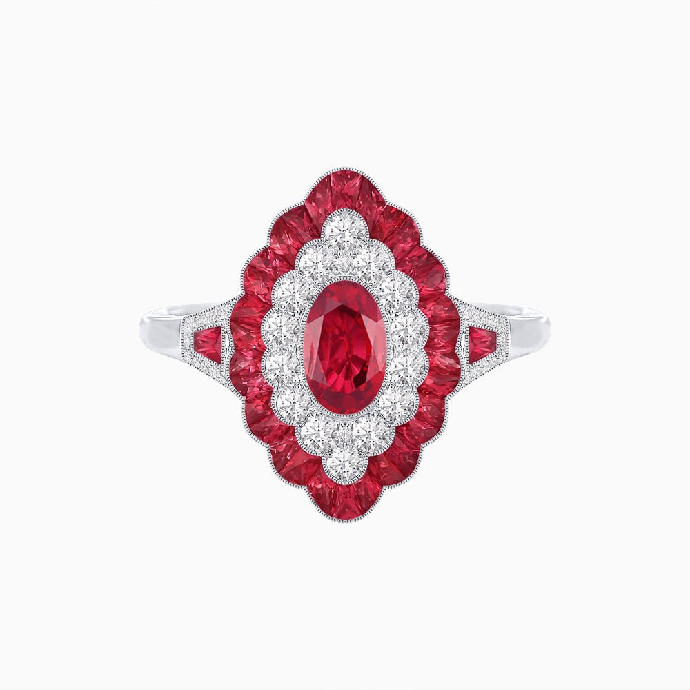 Antique Inspired Oval Cut Gemstone Cocktail Ring - Shahin Jewelry