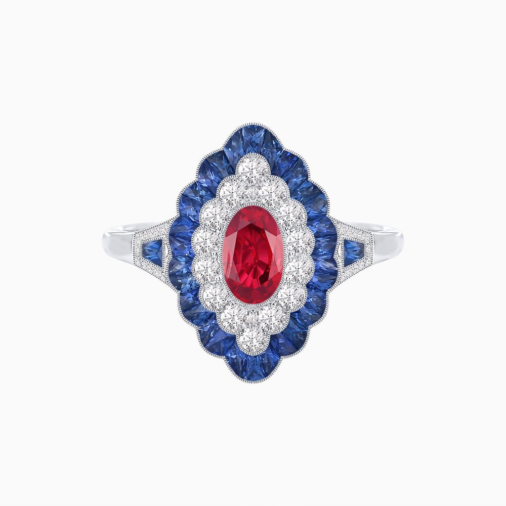 Antique Inspired Oval Cut Gemstone Cocktail Ring - Shahin Jewelry