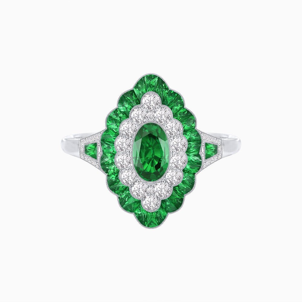 Antique Inspired Oval Cut Gemstone Cocktail Ring - Shahin Jewelry