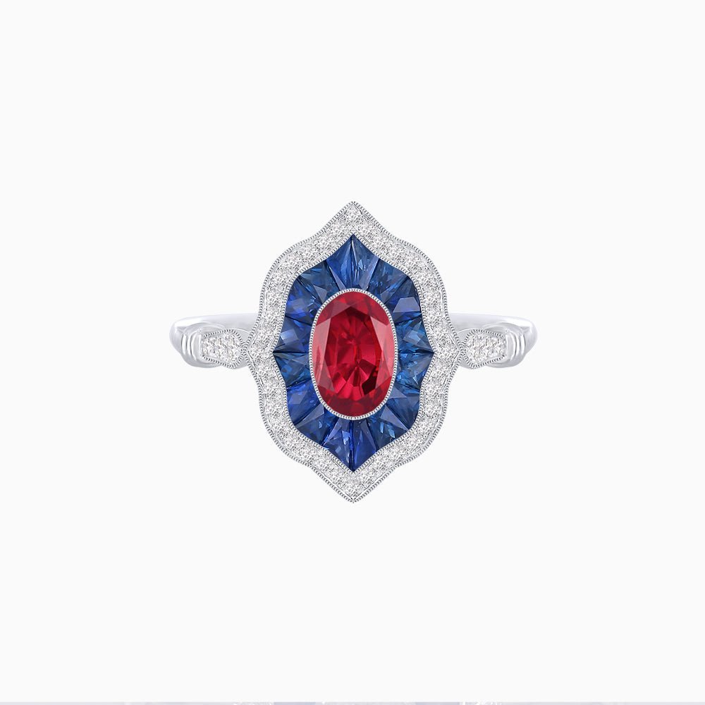 Antique Inspired Oval Cut Gemstone Ring - Shahin Jewelry