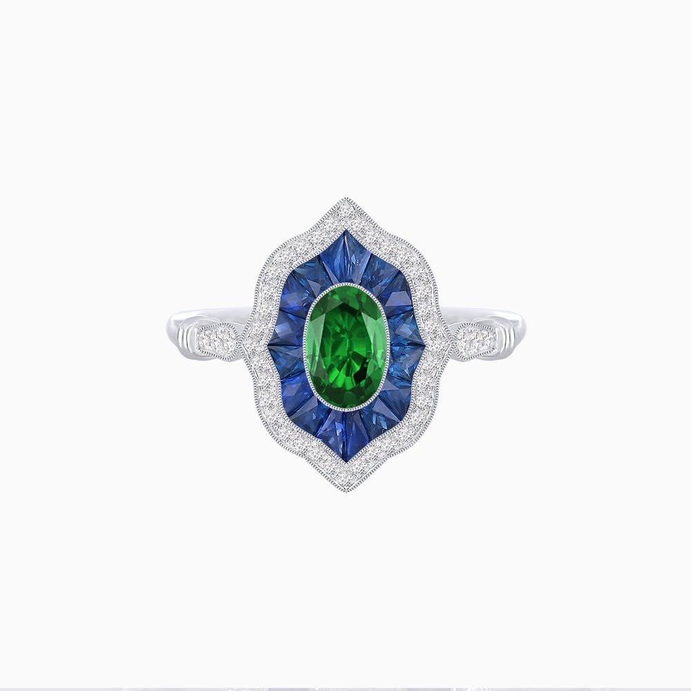 Antique Inspired Oval Cut Gemstone Ring - Shahin Jewelry