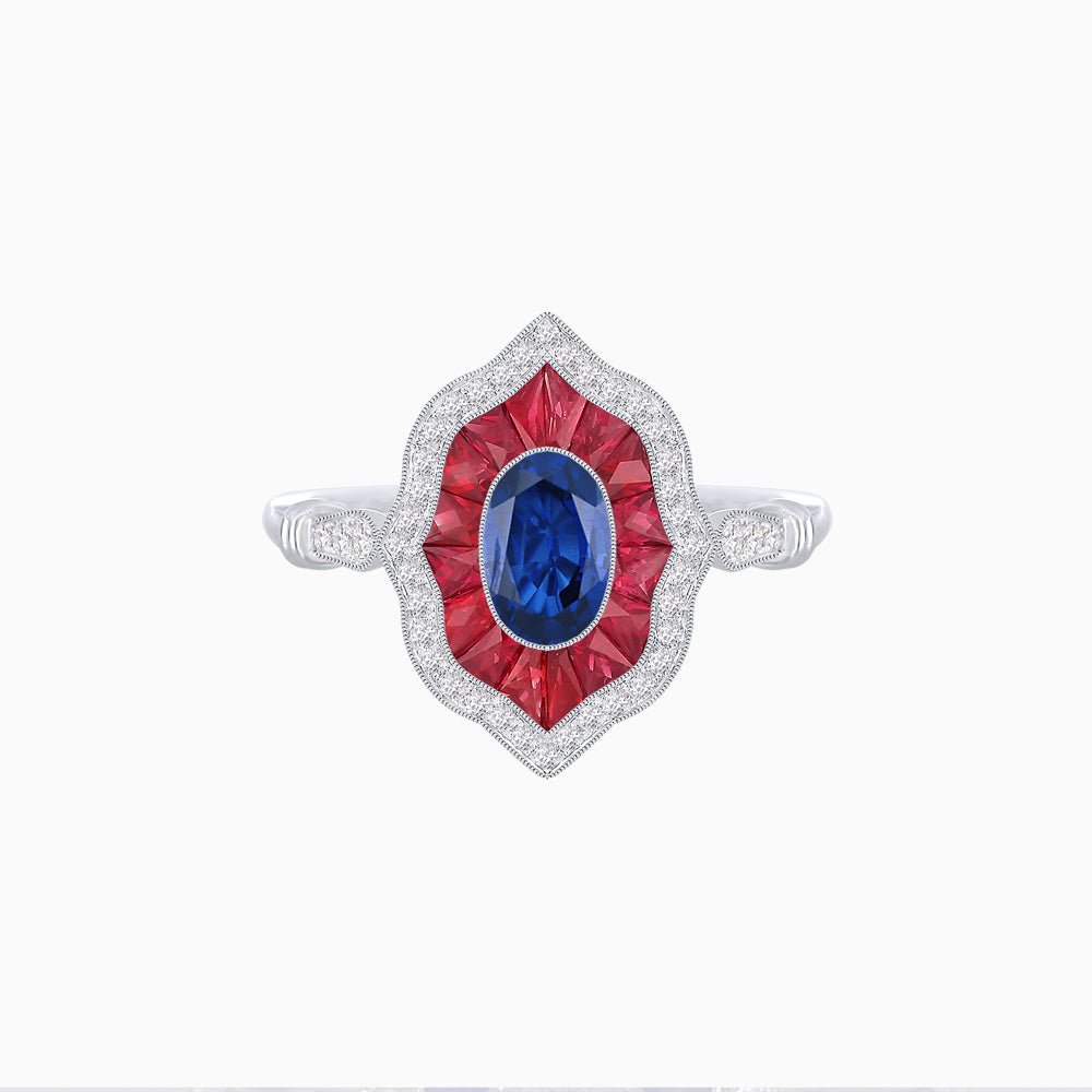 Antique Inspired Oval Cut Gemstone Ring - Shahin Jewelry