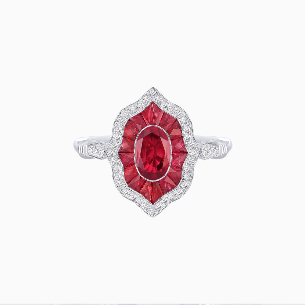 Antique Inspired Oval Cut Gemstone Ring - Shahin Jewelry