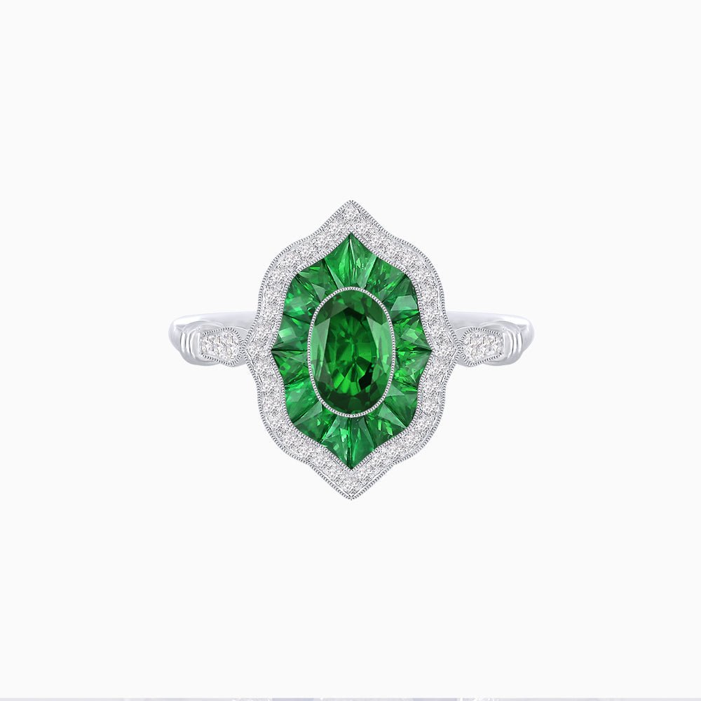 Antique Inspired Oval Cut Gemstone Ring - Shahin Jewelry