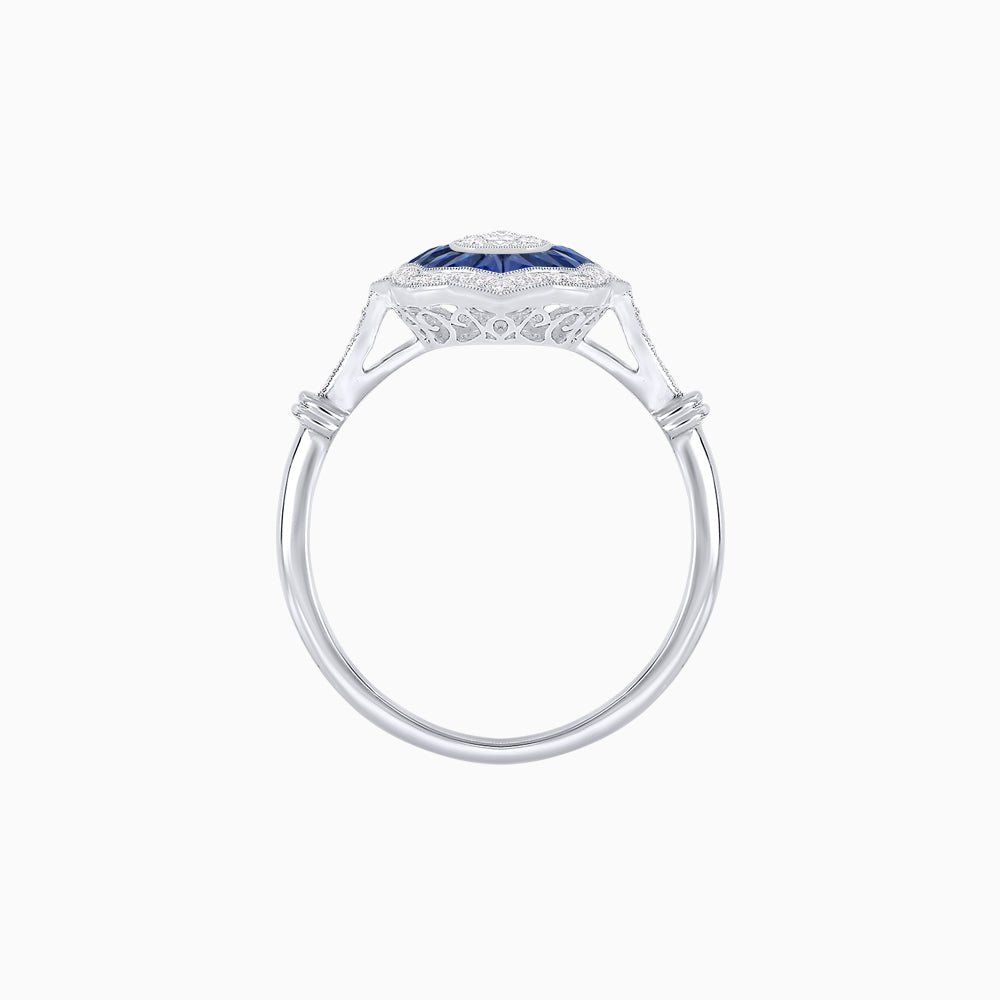 Antique Inspired Oval Cut Illusion Diamond Ring - Shahin Jewelry