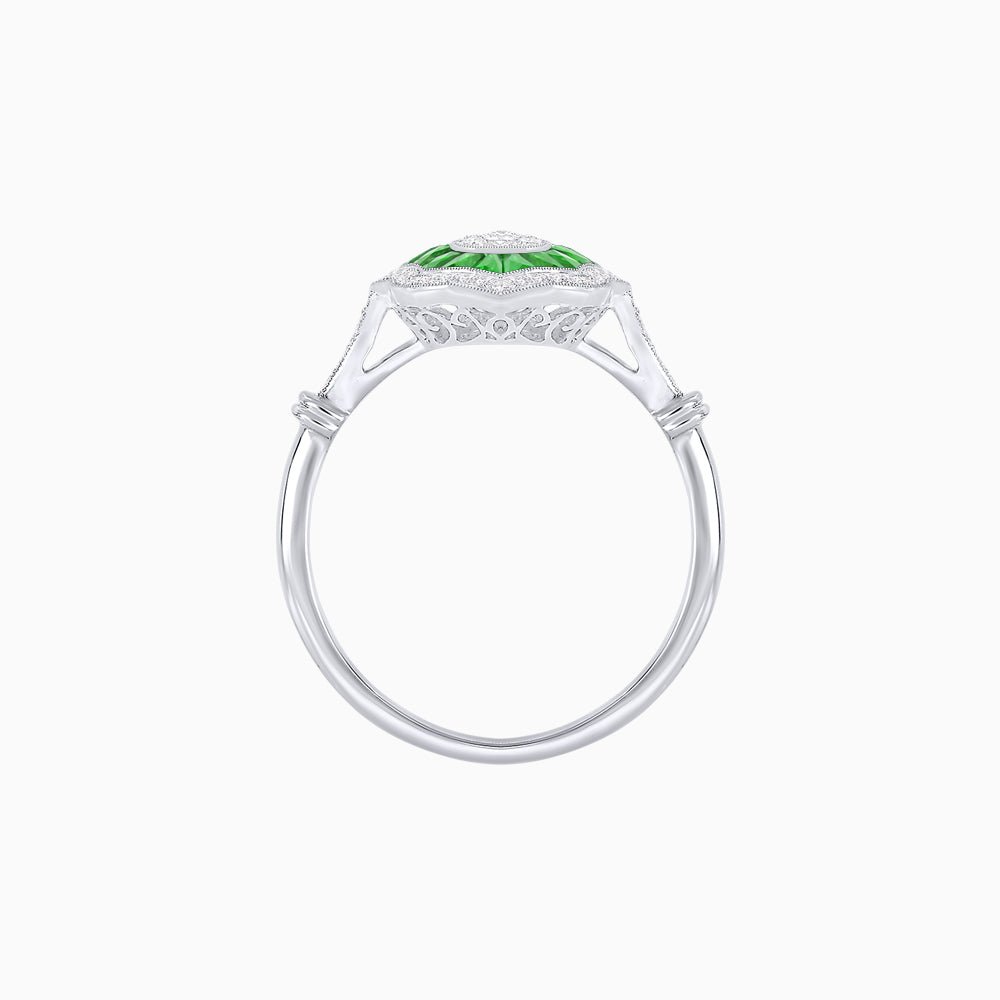 Antique Inspired Oval Cut Illusion Diamond Ring - Shahin Jewelry