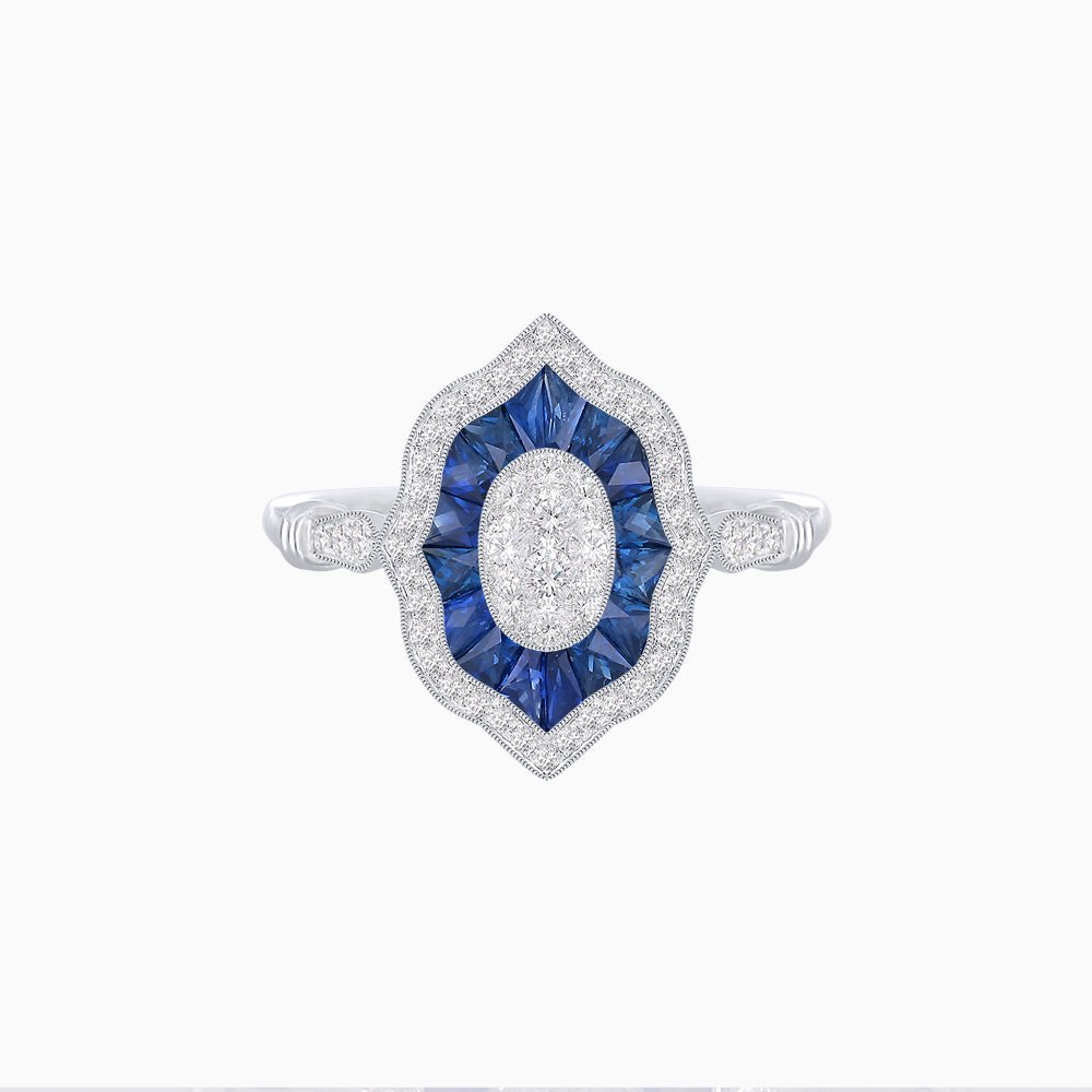 Antique Inspired Oval Cut Illusion Diamond Ring - Shahin Jewelry